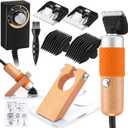 Landhoow Carpet Trimmer with Shearing Guide, 200w Electric Speed Adjustable Rug Tufting Carver Clippers for Low Noise Handmade Rug Cleaning and Tuft, 2 Blades, 1 Power Adapter, Etc.(Light Brown)
