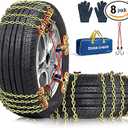Snow Tire Chains for Car SUV Pickup Trucks, Universal Car Snow Chains, Snow Traction for Tires, Fit for Tire Width 195 205 215 220 225 235 240 245 255 265