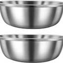 2 Pack Large Mixing Bowl Oversized All Purpose 304 Stainless Steel Polished Mirror Flat Base Metal Bowl for Home or Commercial Prepping Baking Mixing Marinating(8qt)