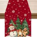 XCHI Winter Red Snowman Gingerbread Man Christmas Tree Xmas Table Runner Table Decoration for Party Home Kitchen Dining Holiday Decor 13x120 Inch