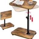 2-Tier TV Tray with Wheels, Adjustable Height & Angle, Wooden Side Table for Sofa  360 Swivel C-Shaped End Table for Meals, Coffee, Snacks, Books & Tablets  Rustic Brown
