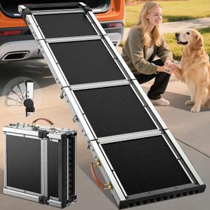 Extra Long 71" Dog Ramp for Car with Adjustable Head, Folding Pet Ramp for Large Dogs with Non-Slip Surface Dog Ramps Up to 200 lb for Car SUV Truck