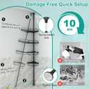 Lilyvane Corner Shower Caddy: Rustproof 125" Tension Inside Shower Organizer, Adjustable Bathroom Organizer Shelves for Bathtub Shampoo Conditioner Storage, Floor to Ceiling Standing Caddy (Black)