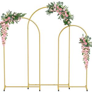 Metal Arch Backdrop Stand Set of 3 (7.2FT,6.6FT,6FT), Upgraded Thickened Gold Wedding Arch Frame Balloon Arch Stand Wedding Arches for Ceremony Birthday Party Baby Shower Graduation Decor