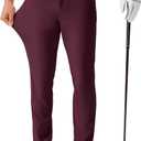 QPNGRP Men's Golf Pants 30"/32"/34" Inseam Lightweight Stretch Work Dress Pants (33W x 32L, Burgundy)