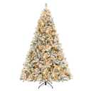 8 FT Pre-Lit Christmas Tree 3-Minute Quick Shape Flocked Decor with 600 LED Lights