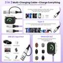 Travel Essentials, 3 in 2 USB A/C Cable to iPhone 17 Charger/iWatch Charger/IP, Braided Multi Charging Cable Cord, RV Camping Essentials, Designed for iWatch Series & iPhone17-11/iPad [Purple, 5FT]