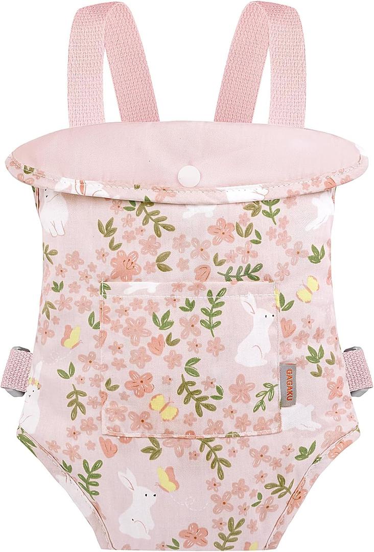 GAGAKU Doll Carrier Baby Doll Accessories Babydoll Swing 22 Inche Doll Carrier Baby Doll with Carrier Backpack for Toddlers - Pink - Rabbit Garden