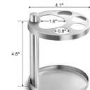 Stainless Toothbrush Holder Stand for Bathroom: Stainless Steel Ventilated Organizer with Slots for Electric Toothbrushes, Toothpaste, Razors & Small Comb, Unique Footprint Base Design, Brushed Silver
