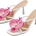 MakeMeChic Women's Open Toe Floral Kitten Heels Flower Summer Beach Sandals, Size 11.5