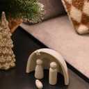 WONDROUS' DECO Porcelain Nativity Scene Set,4Pcs Ceramic Christmas Tabletop Scene-4.5" Tall,Small Modern Nativity Ornament,Christmas Indoor Decor,Mini Sets&Nativity Figures,Unique Xmas (Gray)