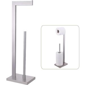 Toilet Paper Stand with Reserve - Brushed 304 Stainless Steel, Free Standing Bathroom Tissue Holder Storage for Extra Rolls