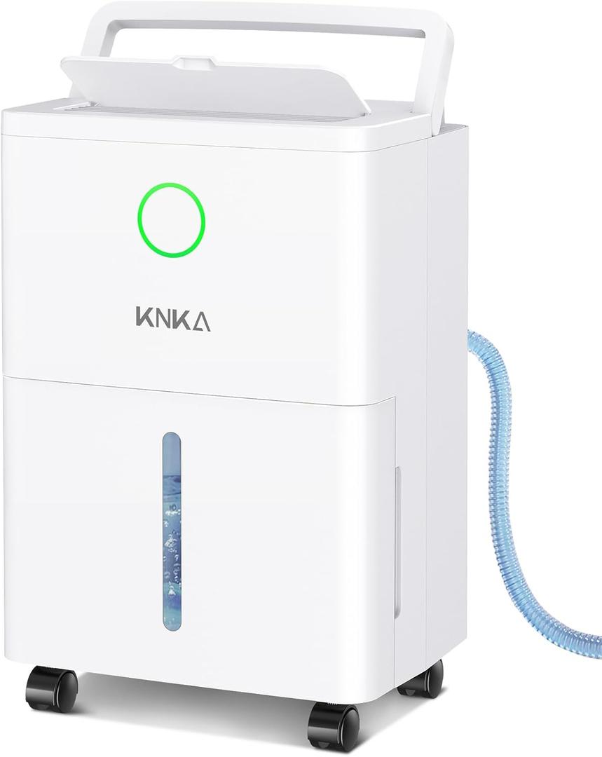 KNKA 19 Pint Quiet Dehumidifier with Drain Hose, 1300 Sq.ft Dehumidifiers for Home, Smart Humidity Control & Display, 24H Timer, Washable Filter, Idea for Bathroom Basement Bedroom RV Large Room