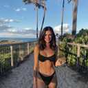 ZAFUL Women's Ribbed Underwire Bikini Set High Cut Colorblock V Notch Swimwear Printed High Leg Swimsuit (Black)