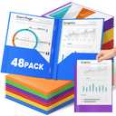 IJIGU 2 Pocket Folders with Prongs and Clear Front Pocket, Bulk 144 Pack