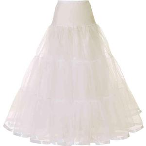 Women's Ankle Length Petticoats Long Plus Size Wedding Slips Crinoline Underskirt for Prom Evening Wedding Dress (White), Small