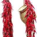 Artificial Pepper String, 5 Pack Simulation Artificial Lifelike Fake Vegetable Artificial Chili Red Pepper Hanging String Photography Props for Home Kitchen Farm Harvest Decoration (Red Chili, 5pcs)