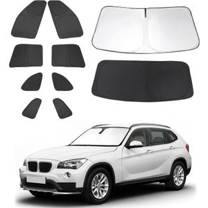10PCS Windshield Sun Shade Custom Fit for 2011-2015 BMW X1 E84 Accessories Foldable Sunshade Side Rear Window Shade Cover Full Set Privacy Protection Keeps Car Cool