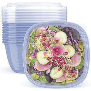 Bentgo Prep - 1-Compartment Bowls with Custom Fit Lids - Reusable, Microwaveable, Durable, PFAS & BPA-Free, Freezer and Dishwasher Safe Meal Prep Food Storage - 3 Bowls & 3 Lids (Periwinkle)