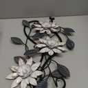 KHJCXS Metal Wall Art Modern Minimalist Metal Flowers Indoor Decor Horizontal Wall Art Iron Artwork,for Over Door,Bedroom,Living Room,Kitchen,Office Scroll Decor (white)