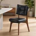 YOUNIKE Wood Frame Black Dining Chair, Faux Leather, Single Pack