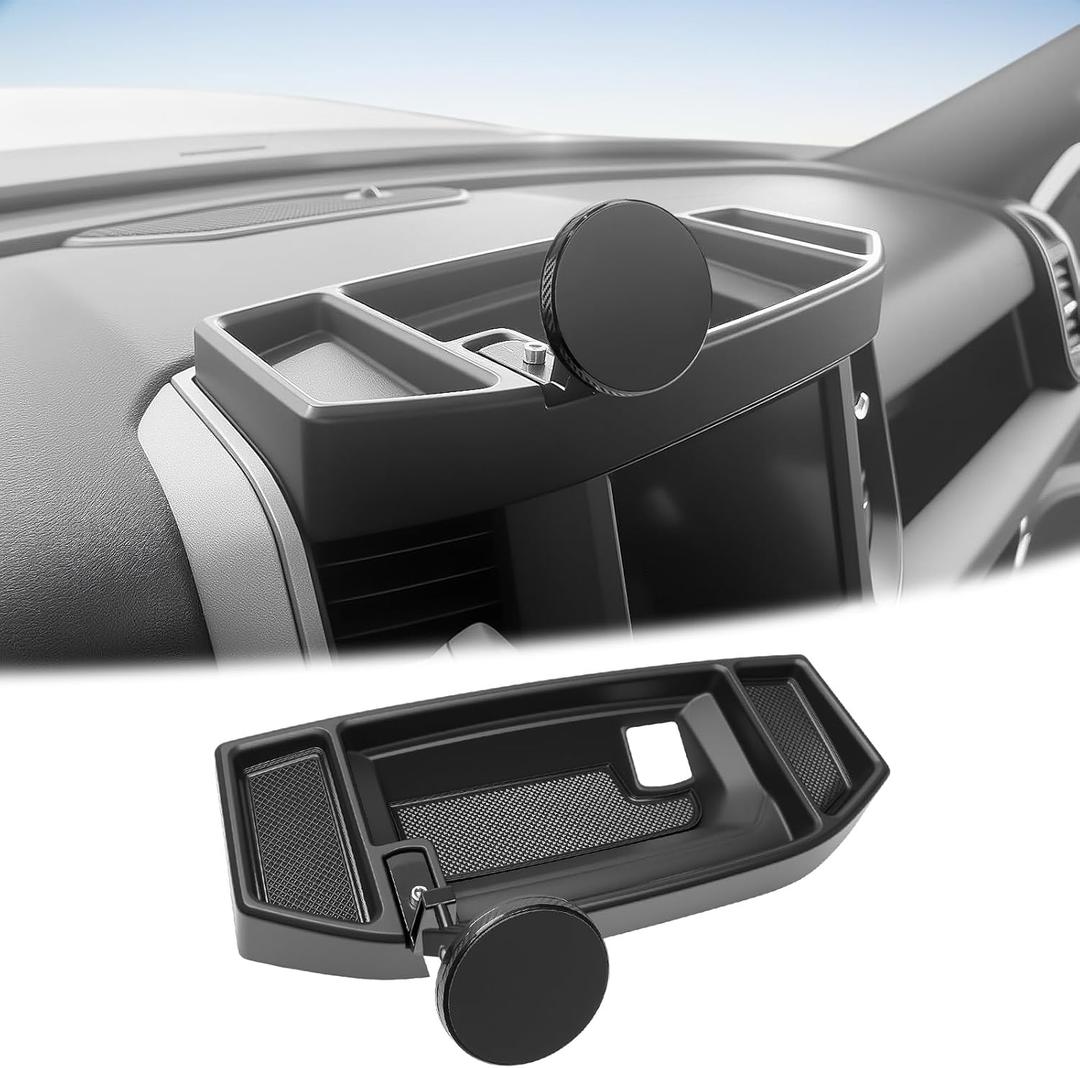 5" 8.4" Screen Dashboard Phone Holder Compatible with 2019-2026 Ram 1500 2500 3500 w/12V Outlet Part Center Console Organizer Dash Tray Phone Mount for 2025 RAM Accessories(DodgeRam 2019-2026)