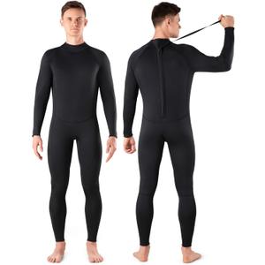 Niksa Men Wetsuit 3/2mm, SBR Neoprene Full Wet Suit YKK Back Zip for Surfing Swimming Diving Water Sports, XL