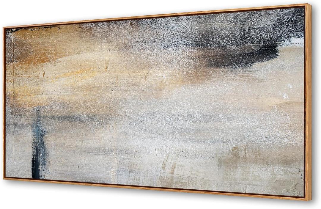 Baisuwallart WKBS0375Wall Art Decor Large Canvas Print Picture Gray and Black Abstract Painting Artwork for Office Wall Decor Home Decoration Natural Wood Framed Ready to Hang Artwork