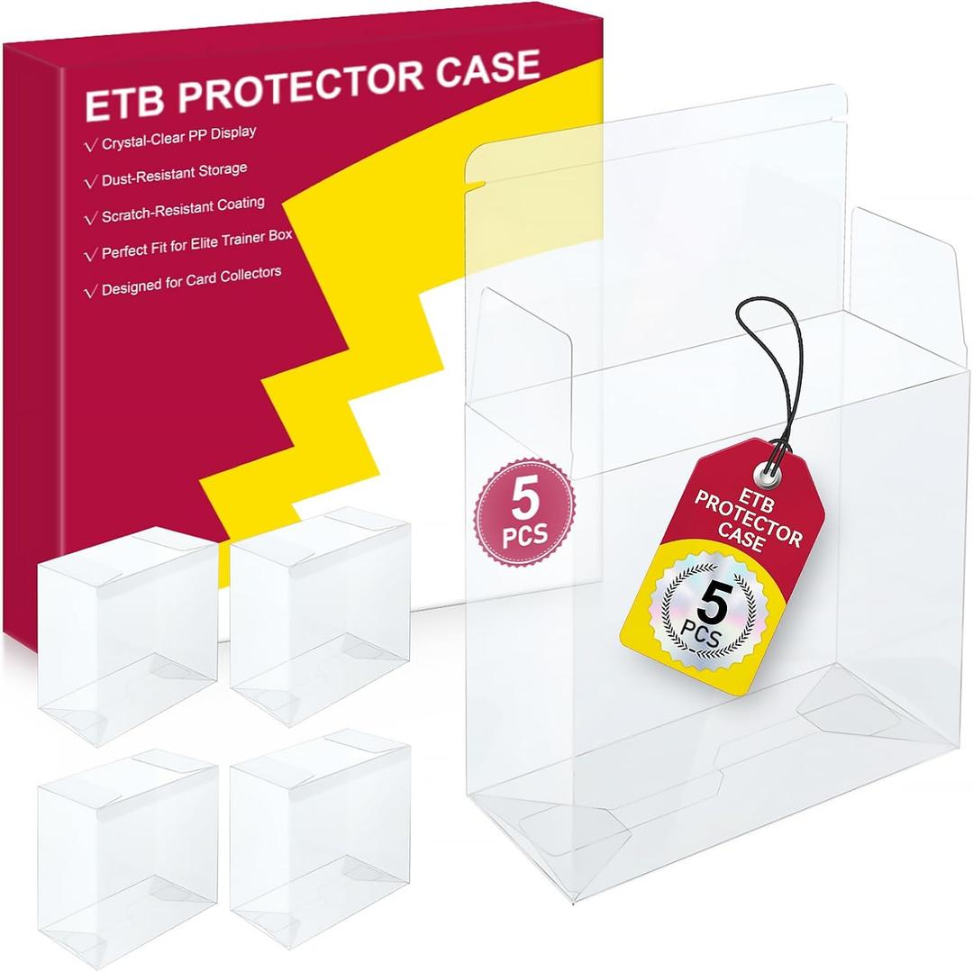 2 x 5 Pcs PKMN ETB Protector Case, Elite Trainer Box Protector, ETB Box Plastic Display Case-Compatible with Elite Trainer Boxes, 0.5mm Thick, Scratch-Resistant Material