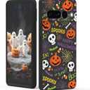 XIMIZU Case for Google Pixel 7 Pro Halloween Ghost Pumpkin Designed,Black Matte Soft Slim Fit TPU Anti-Scratch Shockproof Protective Cover Phone Case for Google Pixel 7 Pro (pumpkin spider web)