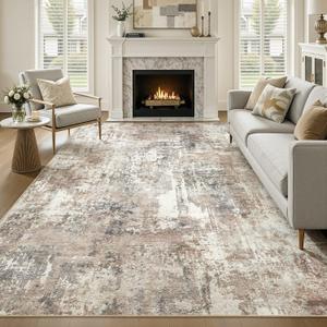 10x12 Area Rug Washable Large Neutral Modern Living Room Rug