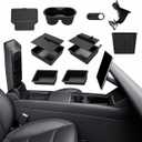 10PCS Center Console Organizer Tray for 2025 2026 Tesla Model Y Juniper Accessories, Under Seat Storage Armrest Hidden Storage Box Cup Holder Charger Pad for Tesla Model Y Juniper (Not fit Standard)