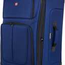 SWISSGEAR Sion Softside Expandable Spinner Luggage Durable Lightweight Travel Suitcase, Blue, Checked-Large 29-Inch