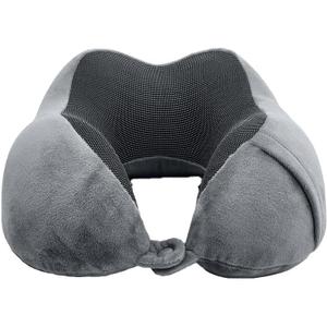 4-Piece Ergonomic Memory Foam Neck Pillow Travel Kit (Includes Eye Mask, Earplugs & Carrying Case)