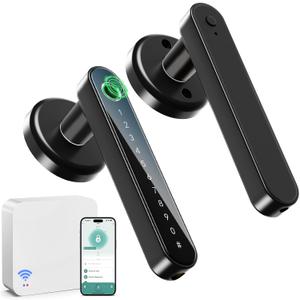 IRONZON Fingerprint Door Lock with Mini G2 Gateway for Tuya 2.4G for Home Hotel Office Apartment Bedroom Black