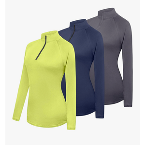 Real Essentials 3 Pack: Womens Dry-Fit Long Sleeve Quarter Zip & Full Zip Up Hoodie Workout Jacket L