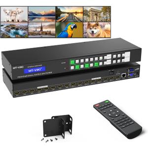 MT-VIKI 4K HDMI Matrix Switch 8X8 w/Web GUI & 3.5mm Stereo Audio w/IR Remote, 4K@30Hz, Rack Mount Switcher & Splitter, EDID, RS232, LAN Port, APP