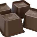 Bed Risers 2 Inch, 3 Inch, 4 Inch, 6 Inch or 8 Inch Heavy Duty Furniture Risers, Up to 6000 Lbs L Shaped Design Bed Lifts Blocks for Couch Desk Sofa Table (Dark Brown 4 Pack, 4 Inch)