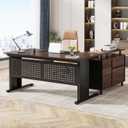 Tribesigns 63 Inch Executive Desk with File Cabinet, L Shaped Office Desk, 63 inches x 31.5 inches x 29.5 inches