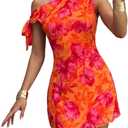 Acelitt Womens Summer Floral Off Shoulder Dress,M