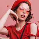 2 x Eiuizah Polarized Heart Sunglasses for Women Men - Cute Trendy Sun Glasses Metal Frame UV400 Protection Lens (A1 Gold Frame/Pink Lenses)