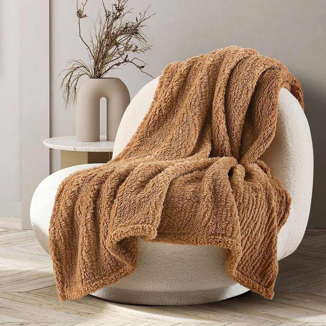 Ultra Soft Cozy Sherpa Throw Blanket, Brown Pattern Reversible, Light Weight Warm Decorative Boho Style Throw Blanket Cover for Sofa, Couch, Bedroom,Travel, 60x80