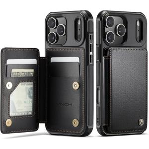 Vinich for iPhone 17 Pro Wallet Case with Card Holder, RFID Blocking Credit Slots Kickstand Shockproof Phone Cover Fit for iPhone 17 Pro 6.3" Black