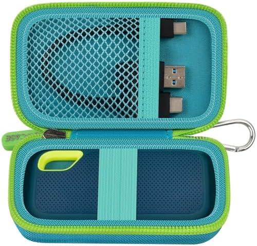 Hard Case Compatible with SanDisk 1TB 2TB 4TB 500GB 8TB Extreme Portable SSD - Up to 1050MB/s - USB-C, USB 3.2 Gen 2 External Solid State Hard Drive Storage Holder for Cables-Green (Box Only)