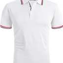V VALANCH Mens Polo Shirts Short Sleeve Moisture Wicking Casual Athletic Golf Tennis Collared Shirts (XX-Large, B-white)