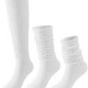 BONANGEL Slouch Socks for Woman, 3 Pairs Long Scrunchy Scrunch Slouchy Tube Boot Socks for Women Girls Size 5-11