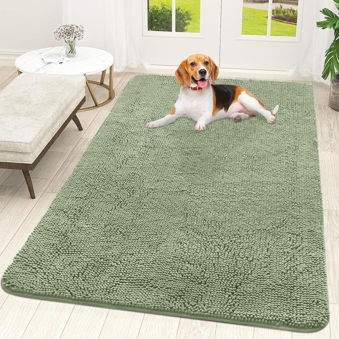 OLANLY Dog Door Mat for Muddy Paws 70x46, Super Absorbent Chenille Mud Mat
Sage Green, Absorbs Moisture and Dirt, Non-Slip Machine Washable Doormat, Quick-Drying Indoor Entryway Floor Carpet for Dogs