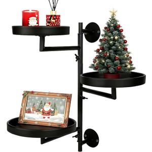 Rotating Window Plant Shelves with Adjustable Knobs, 3 Tiers Metal Wall Shelf for Plants Indoor, Sturdy Hanging Plant Holder, Window Wall Christmas Decor Shelves & Gardening Gifts