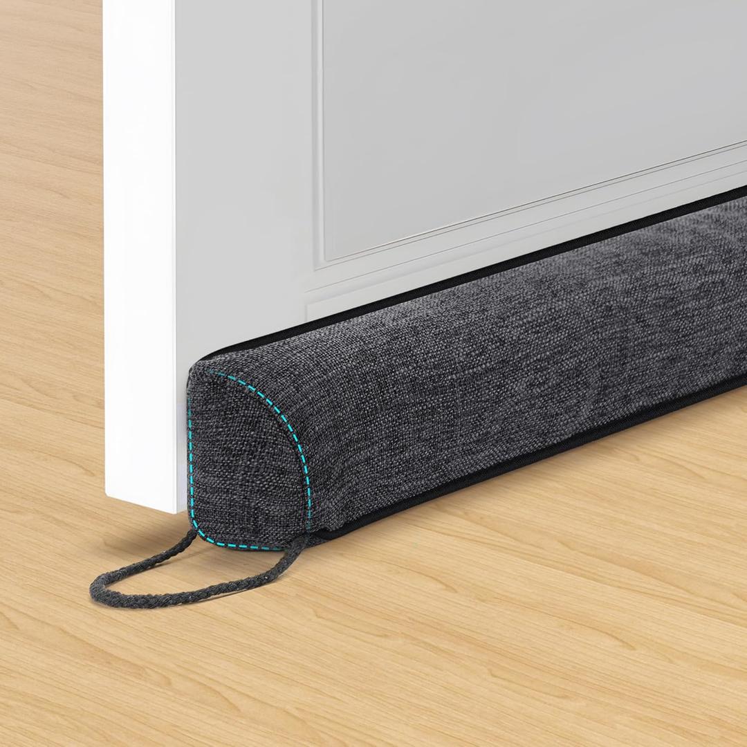 Door Draft Stopper Weighted Triangular Draft Stoppers for Bottom of Door 38" Under door Draft Blocker Seal Guard for Window Sill All-Season Gap Filler for Cold Air, Noise, and Light, Dark Grey