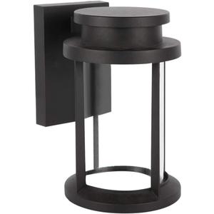 Moon Bay Outdoor Wall Down Round Pagoda Light, High Volt, E26 Base Socket(excl), Modern Lantern Design, Die Cast Aluminum Body with Clear Glass Shade, Waterproof for Entryway,Porch,Doorway,(Black)